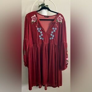 Bohemian Burgundy Flower DRESS